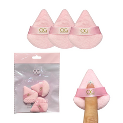 Set Mini Borlas Para Maquillaje Rosadas X3 Unidades OG
